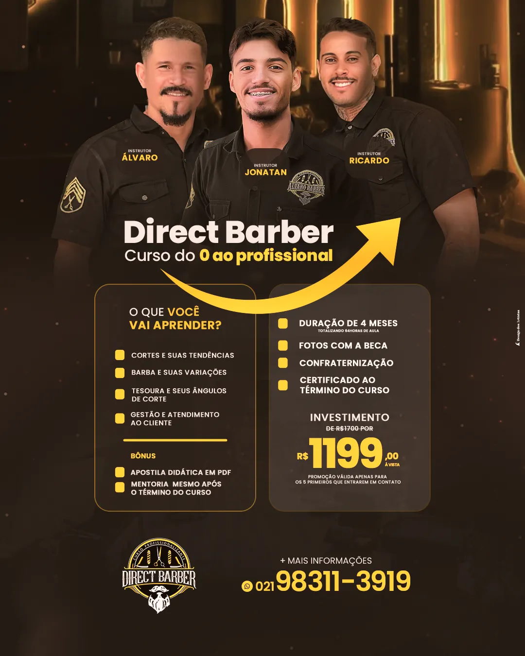 FLYER CURSO DIRECT BARBER FEED @DESIGNDOSARTISTAS
